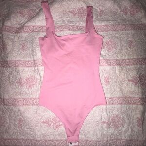 Pink Square Neck Bodysuit